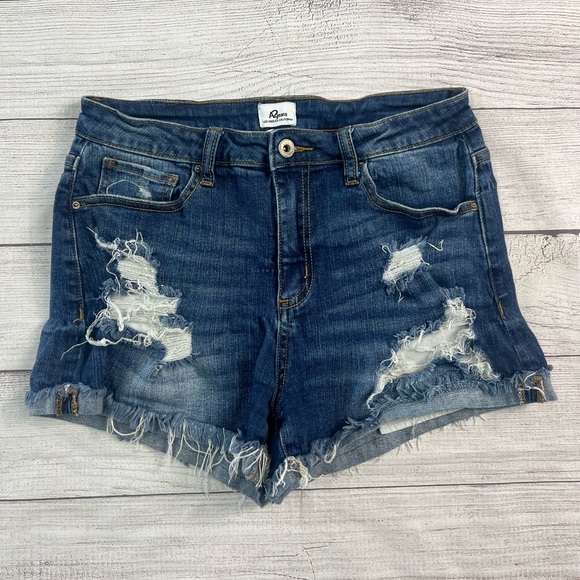 A2 Jeans Los Angeles, CA Distressed Cuffed Frayed Stretchy Denim Cut Off Shorts - Picture 1 of 6